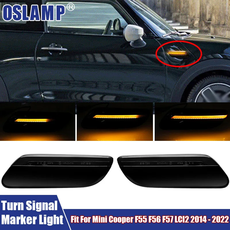 For BMW LED Auto Side Marker Light Turn Dynamic Signal Fit For Mini Cooper F55 F56 F57 LCI2 2014-2022 LED Turn Signal Light Lamp