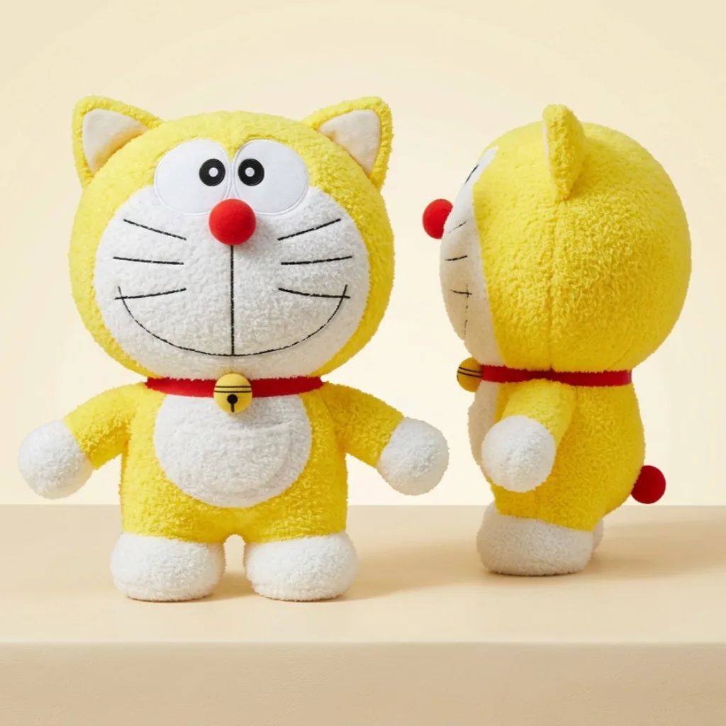 Retro Yellow Prototype Doraemon Stuffed Plush Doll Classic Cartoon Character Toy Lovely Ornament Birthday Gift for Anime Lovers