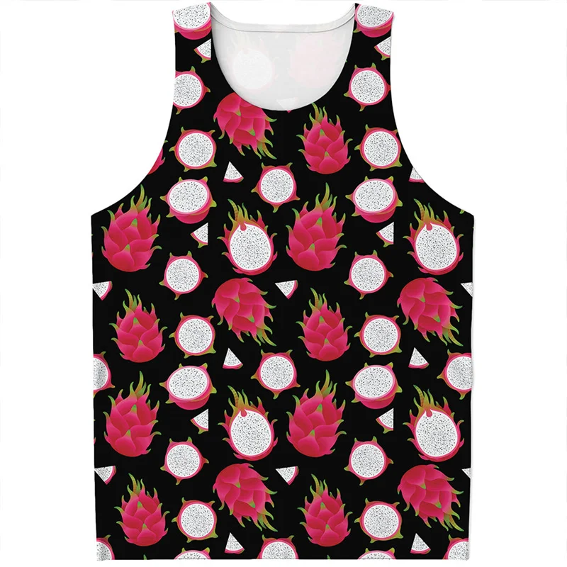 Cute Papaya Pitaya Graphic Tank Top Men Summer Streetwear 3D Printed Hawaiian Fruits Vest Quick Dry Sleeveless T-Shirt Y2k Tops