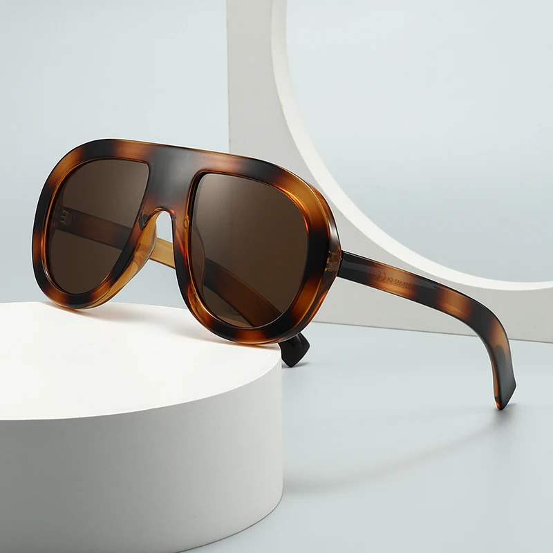 Retro Wide-Rim Single-Bridge Sunglasses, Old Money Style Large Frame Aviator Sunglasses, Unisex Model 71003