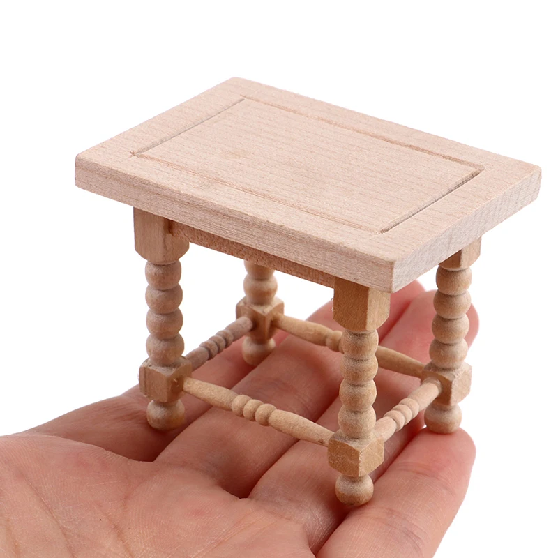 New 1:12 Dollhouse Miniature Wooden Tea table Doll House Handcrafted Bedside Table Furniture Model Decor Mini Cabinet