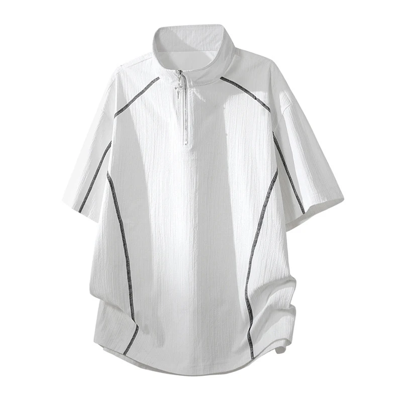 Summer T-shirt Men 8XL Tops Tees T-shirt Breathable Fashion Casual Half Zipper Short Sleeve Tshirt