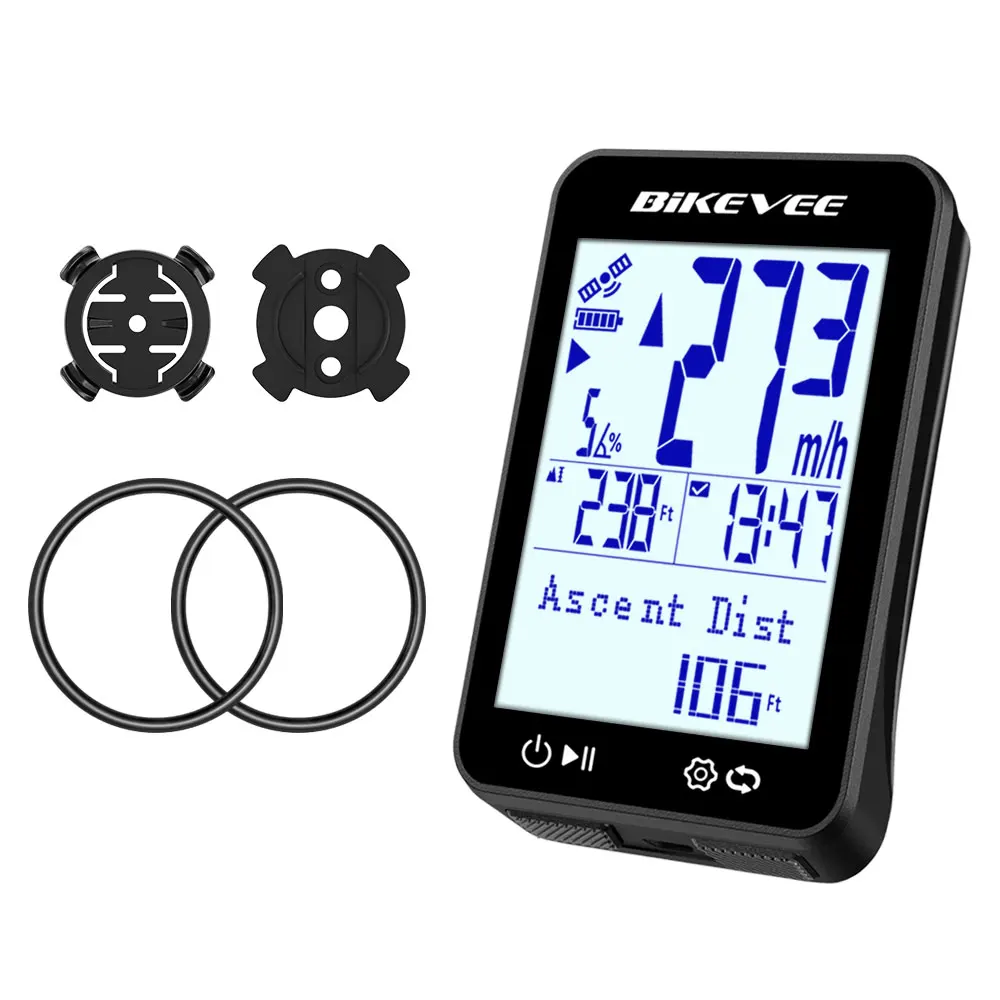 Bikevee Newest Professional Bluetooth Wireless GPS Bicycle Computer MPH KM/H 12 Languages Multilanguage 2.4-inch LCD Display Screen Rechargeable Bike Speedometer Odometer Stopwatch Tracker with Auto Backlight Connect BIKEVEE APP Cycling Accessories