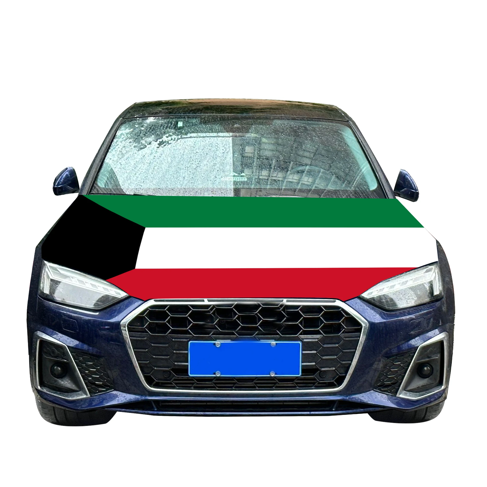 Kuwait Car Hood Cover Flag  Universal Size Elastic Polyester 120x150cm for Car Decor