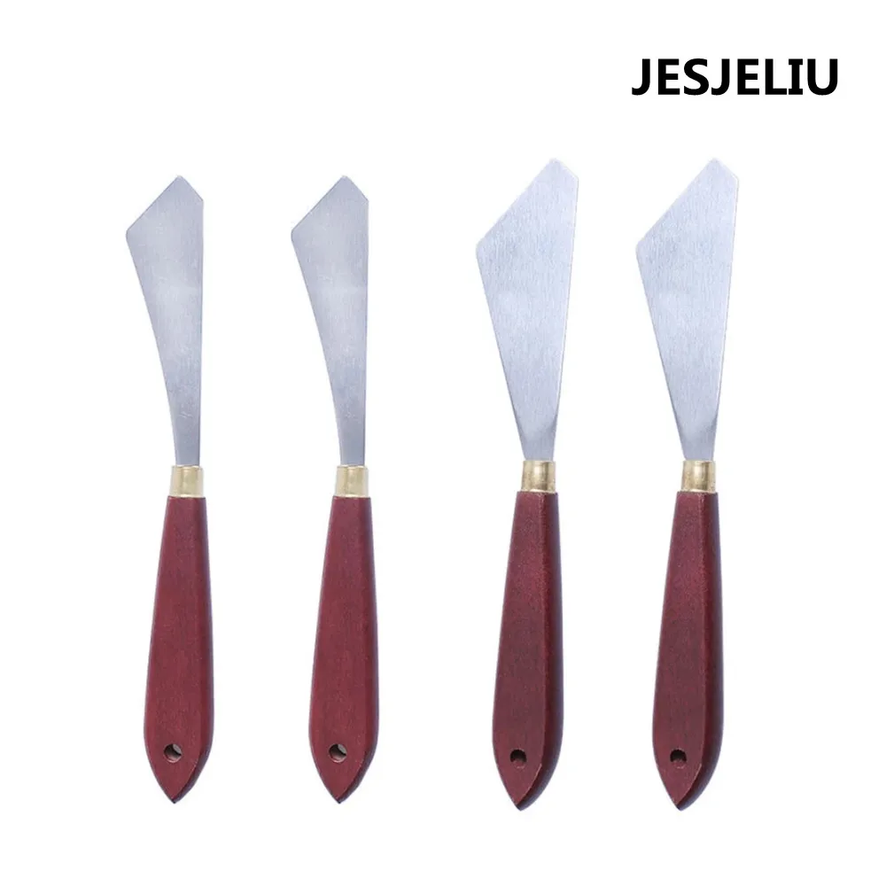 2pcs/Set Stainless Steel Oil Painting Knives Palette Oil Mix Paint Tool Artist Scraper Knife Art Draw Spatula Painting Tool Set