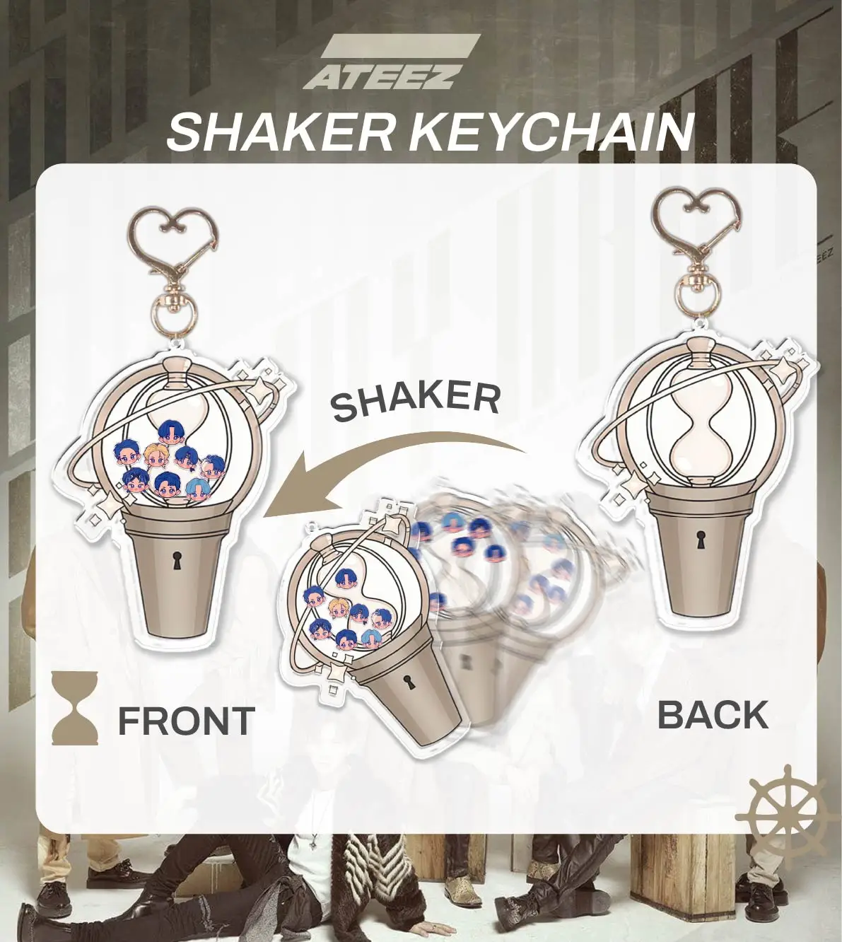 Chaveiro ATEEZ Shaker, Seonghwa, Hongjoong, Yunho, Yeosang, San, Mingi, Wooyoung, Jongh, Produtos de Merchandising para Fãs de Kpop, Pingente de Bolsa, Presente de Aniversário