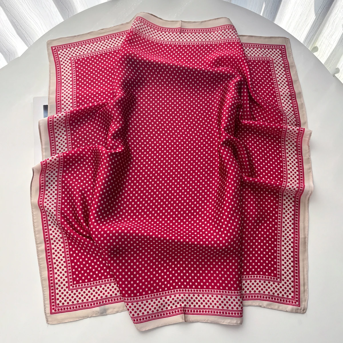 Square Scarf For Women Polka Dot Printed Bandanas Stylish Hairband Luxury Hijab Neckerchief Elegant Shawl Wraps image 3