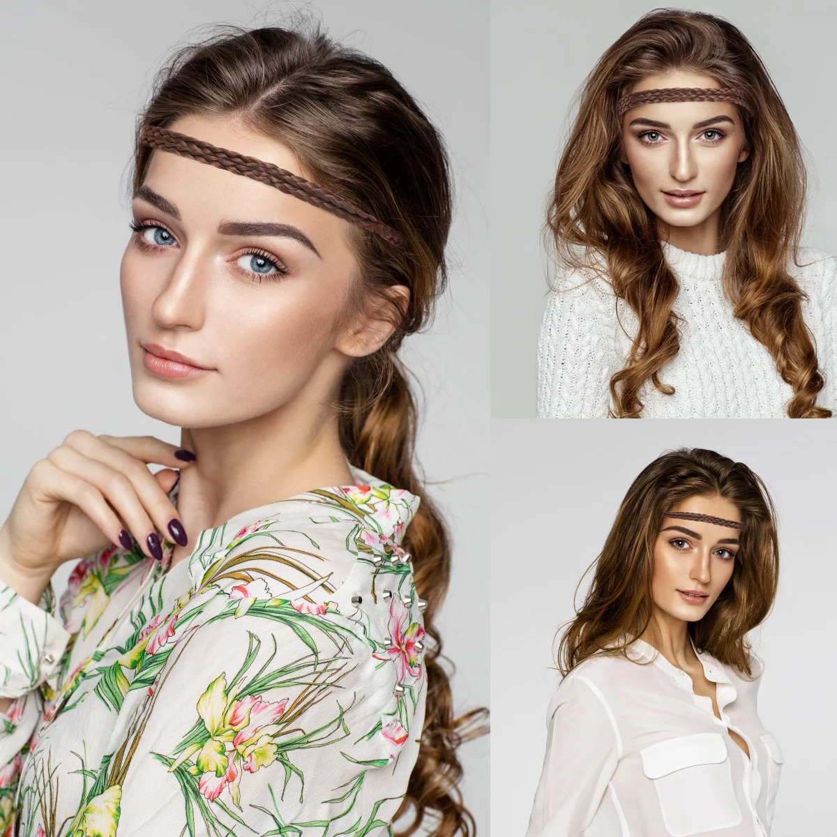 

4Pcs Braided Hair Band Elastic Adjustable Anti Slip Comfort Headband for Women Girls Widened Hairband Girl Hair Tie Accessories