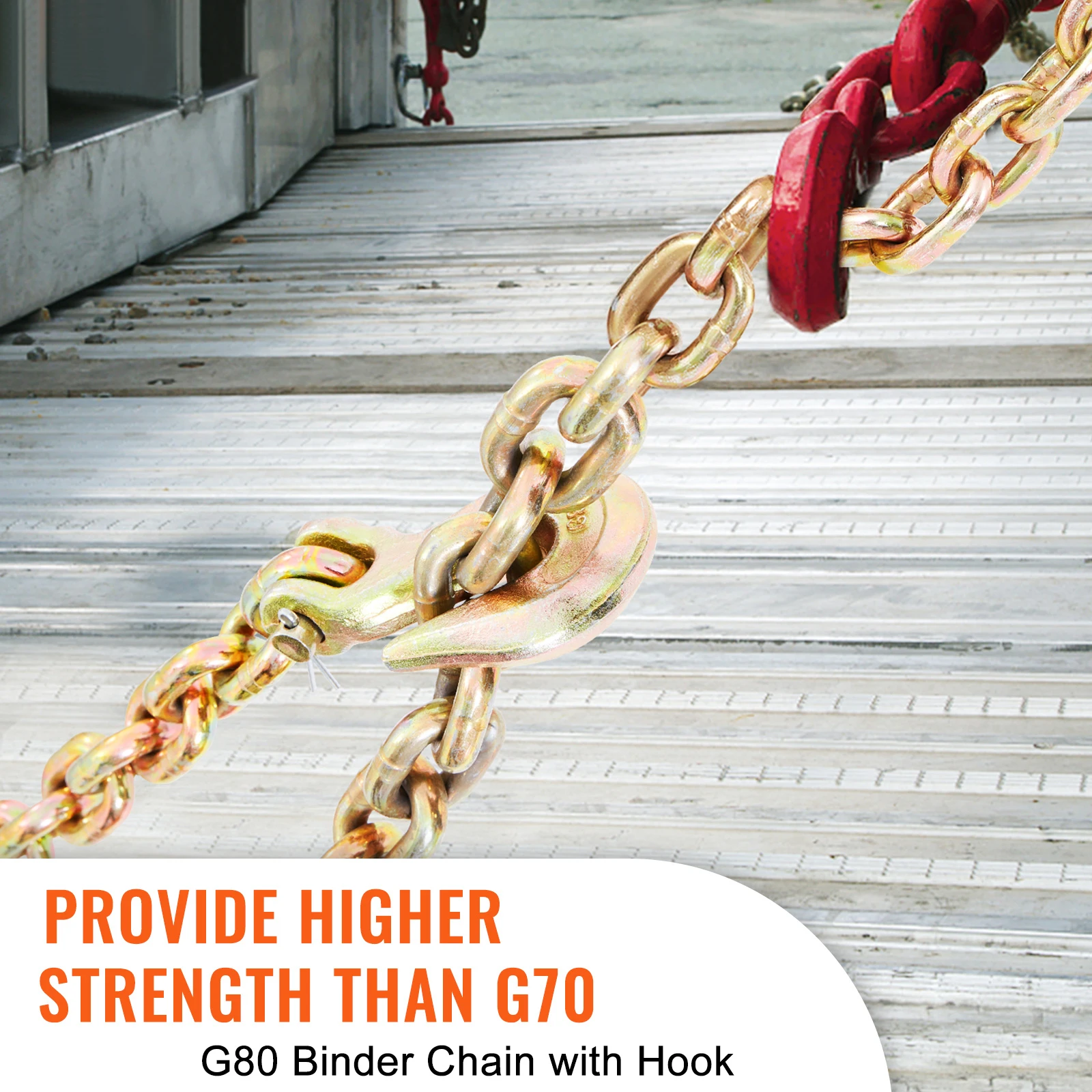 SucceBuy 1/2 peças de reboque de corrente de fichário, caminhão zincado com ganchos de segurança para registro de fichário, amarrar transporte, cama plana