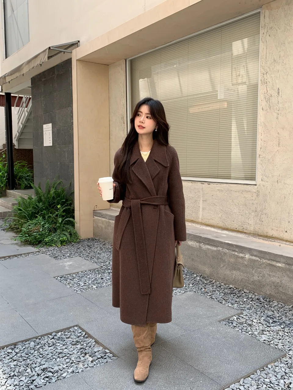 

Autumn and Winter High Street Thickeneded Pure Wool Outwear Women's Mid-Length Jacket Fashionable Korean Style Office Women's Long-Sleeved Suit