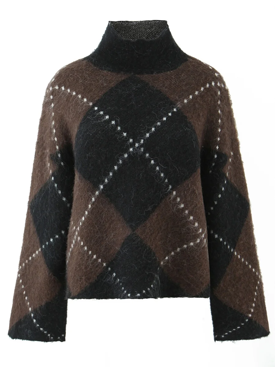 

Свободный вязаный свитер в американском стиле ретро цвета Blo Diamond id, женский модный универсальный пуловер Lazy Sle, модный топ