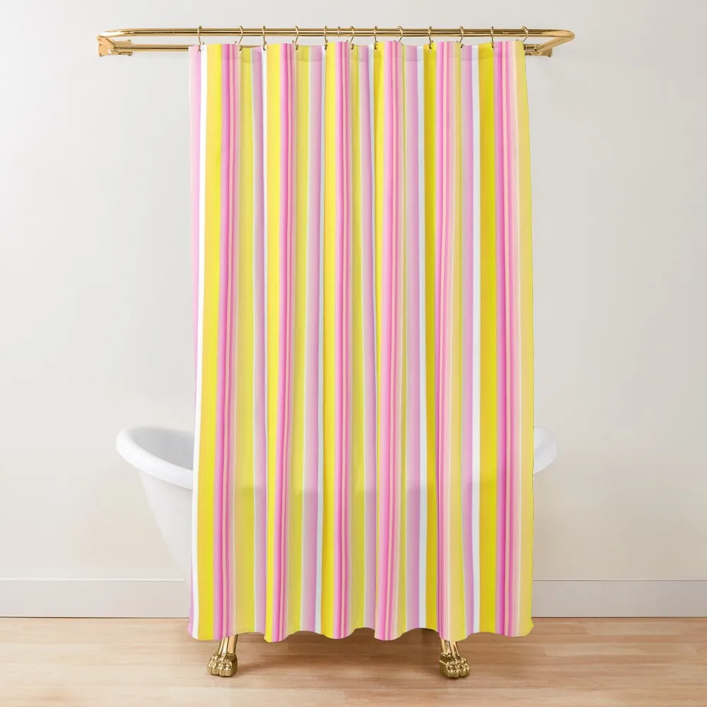 

Pink and yellow vertical striped pink yellow aesthetic pattern Shower Curtain Bathroom Showers Curtain