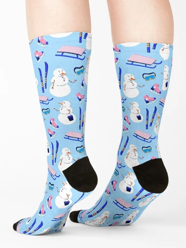 طباعة الشتاء مع شخصيات رجل الثلج. جوارب عصرية للأطفال برسوم كرتونية للرجال والنساء #4