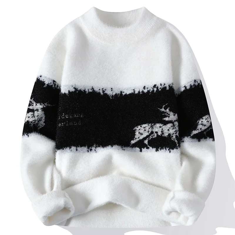 

Мужской вязаный свитер с высоким воротником для подростков, зимний, утепленный, из норкового бархата, базовый слой, шерстяной, модный, молодежный, для активного образа жизни