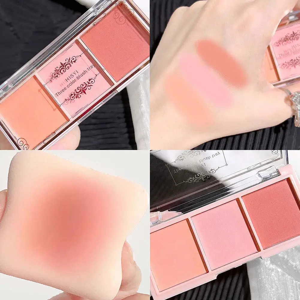 Natural Matte 3 Colors Face Blush Powder - Cheek Tint Cosmetics Brightens Complexion Enhances Radiance Daily Makeup Beauty