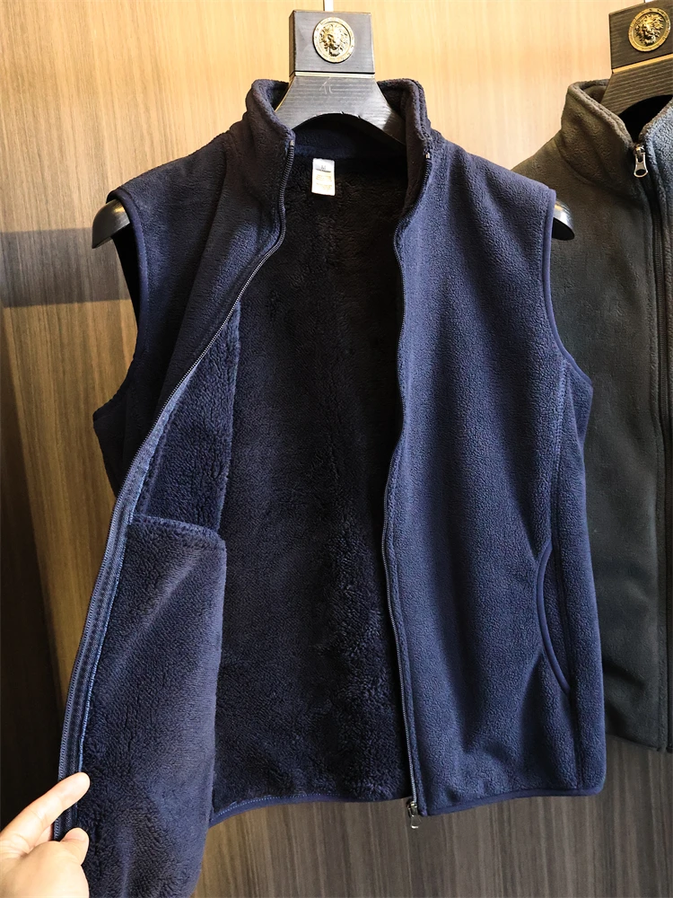 

Теплый мужской жилет Fce Coral с воротником-стойкой, куртка на открытом воздухе, осень-зима, модный городской жилет из полиэфирного волокна, застежка-молния...