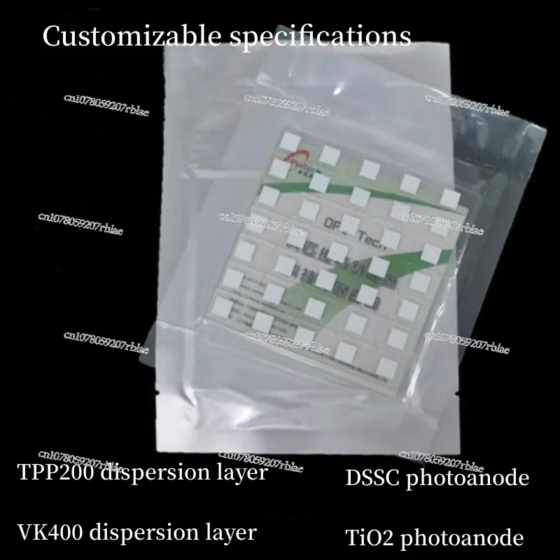 Dye sensitized solar DSSC photoanode film, titanium dioxide electrode, 4x4mm 5x5mm 6x6mm 8x8mm 10x10mm.