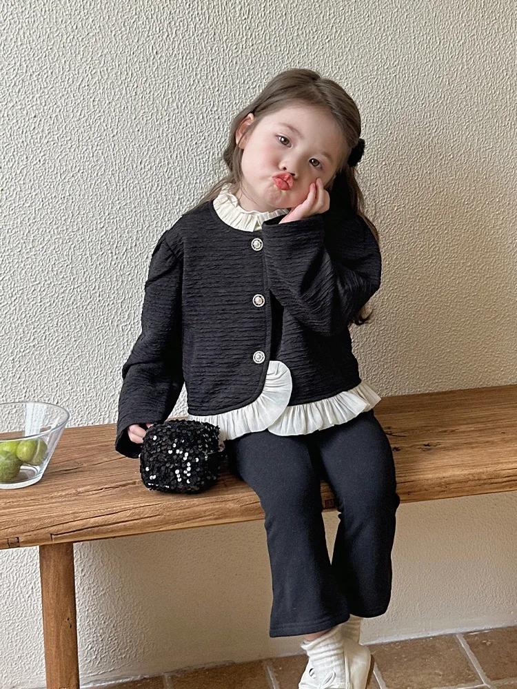 

Girls' Cardigan Jacket2025Spring and Autumn Children's Fashionable Tops Baby Autumn Clothes Short Style