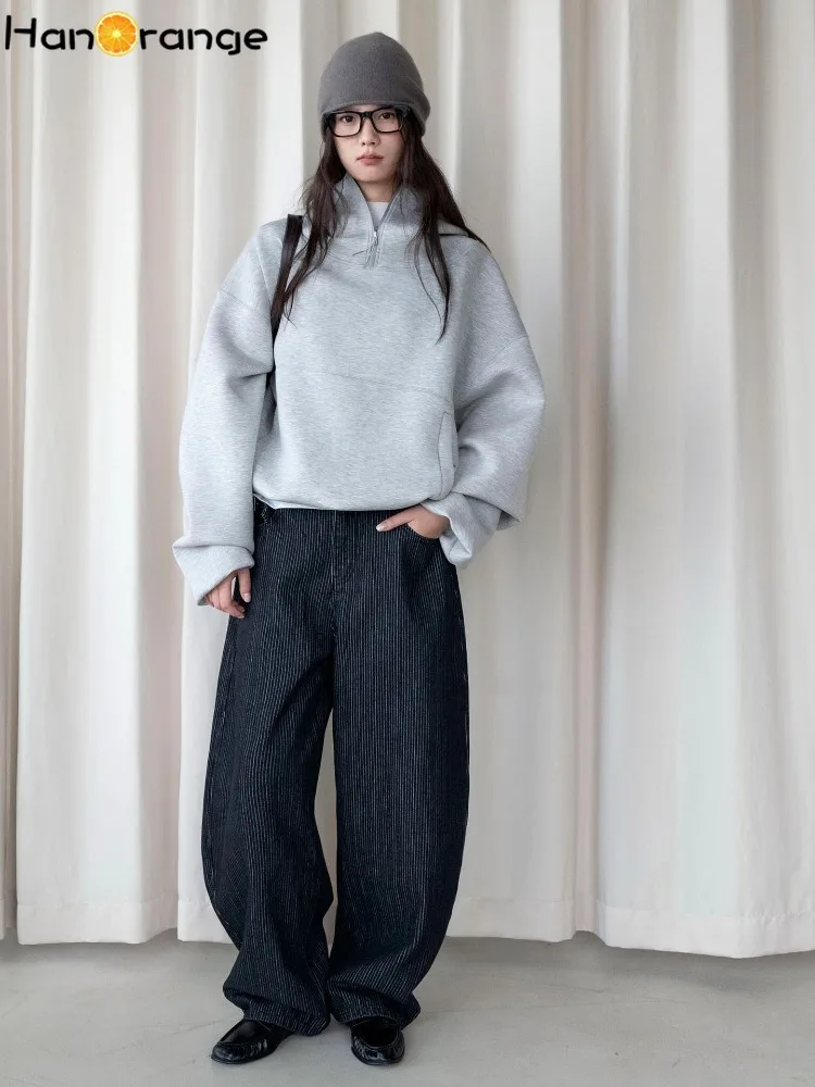 Women Vintage High Waist Wide Leg Jeans Adjustable Metal Buckle Strap Loose Denim Long Pants Casual Streetwear Trousers
