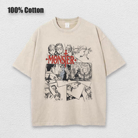 Anime Monster T Shirts Washed Men Women Cotton Harajuku T-Shirts High Quality Retro for Men Women Tops Tees Unisex