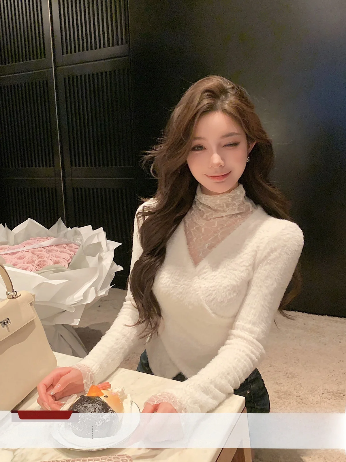 

Женский вязаный свитер Ele Lace: Новинка зимы, теплый, облегающий базовый топ из модной смеси полиэстера и спандекса