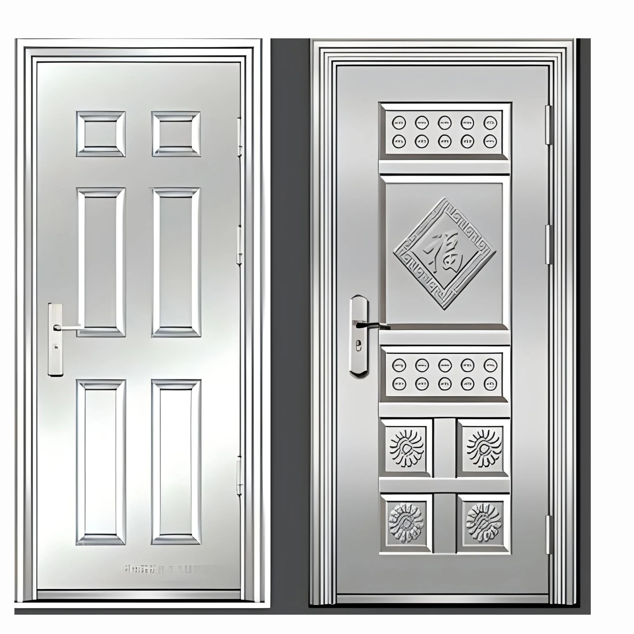 Gray Painting Modern Hollow Metal Main Door Stainless Steel House Outside the Department for Sale