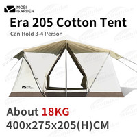 Mobi Garden Camping Tent 3-4 Person Outdoor Hiking Thickening Cotton Large Space Double Layer With Awning Waterproof Breathable