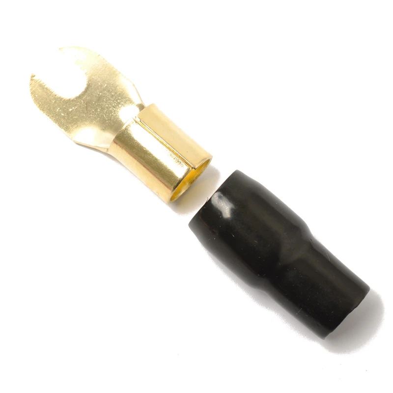 3 pares de conectores de cobre chapado en oro, Terminal de pala de calibre 0, espadas de barrera de engarce para Cable de altavoz