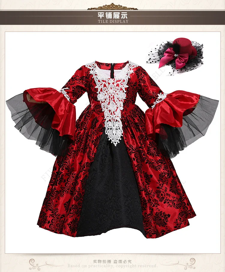 2023 Vampire Cosplay Girls Halloween costume for kids Lace Cape Long Dress Carnival Party Queen Collar Pirate Costumes Girls