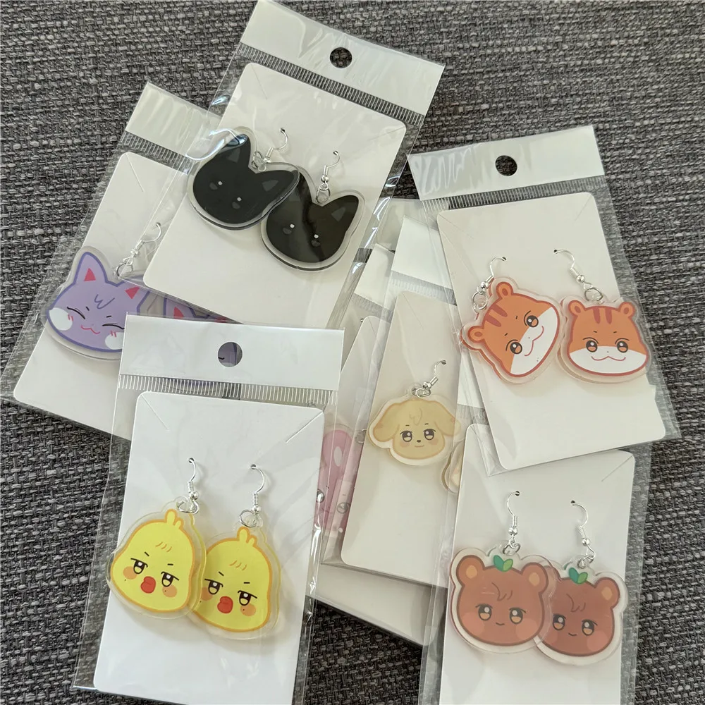 1 or 8pcs KPOP ATEEZ ANITEEZ Cartoon Earring Ear Stud Cute Animal Acrylic Earrings Pendant Hongjoong Seonghwa Yunho Yeosang