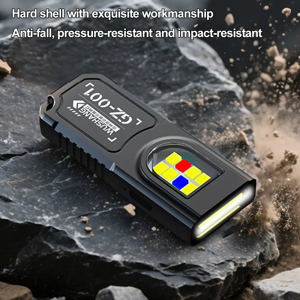 مصباح يدوي صغير بسلسلة مفاتيح LED USB-C قابل لإعادة الشحن 600Lm مصباح شعلة محمول للجيب ضوء عمل بدون استخدام اليدين مع مغناطيس #5