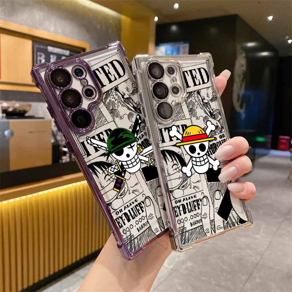 Comic O-Ones P-Pieces Logo For Samsung S26 S25 Edge S24 S23 S22 S21 S20 FE Ultra Plus Lite Plating Anti-Fall Phone Case