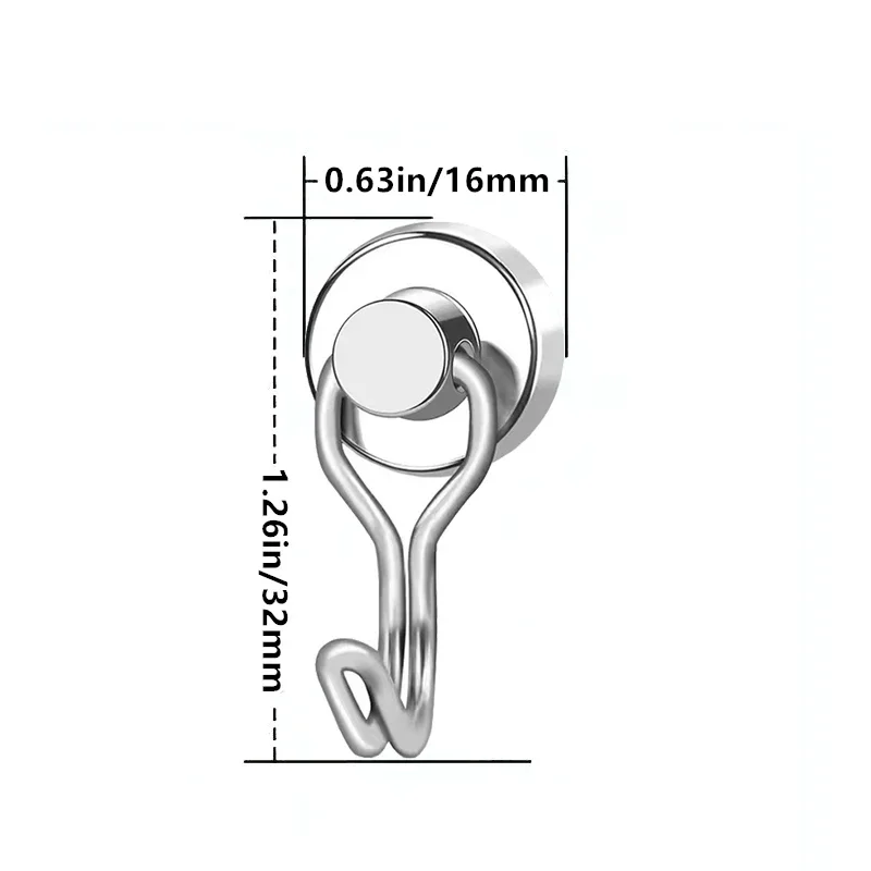 20 قطعة من الخطافات المغناطيسية السوداء كروز شماعات مغناطيسية للأرض النادرة من النيوديميوم، مغناطيس قوي للغاية مع خطاف للتعليق، R