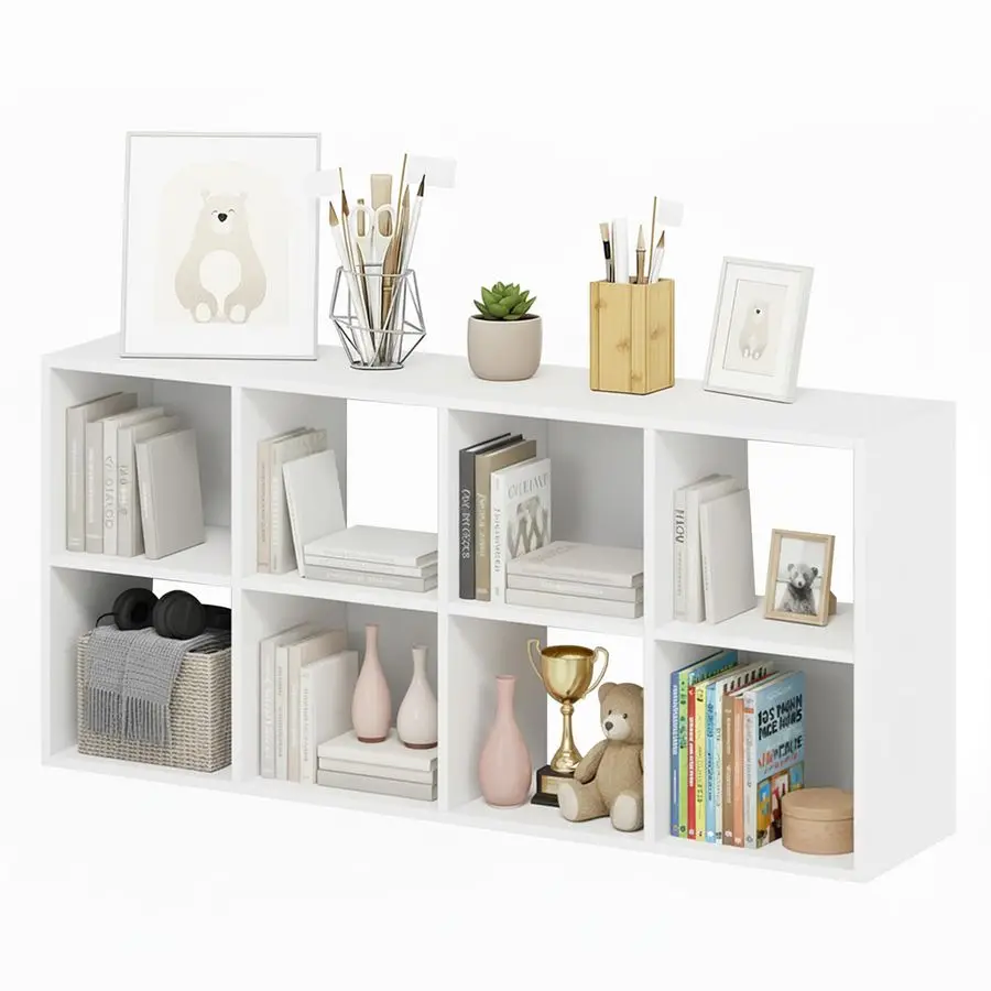 

Органайзер для хранения, белая книжная полка с открытыми отделениями для домашнего офиса, современный книжный шкаф-витрина для гостиной, спальни