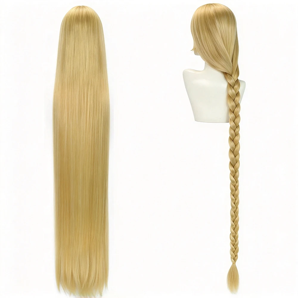 100cm Princess Wig Movie Cosplay Costume Accessory Wig for Adults Light Blonde Extra-Long Straight Stage Party Styling Hair Wigs