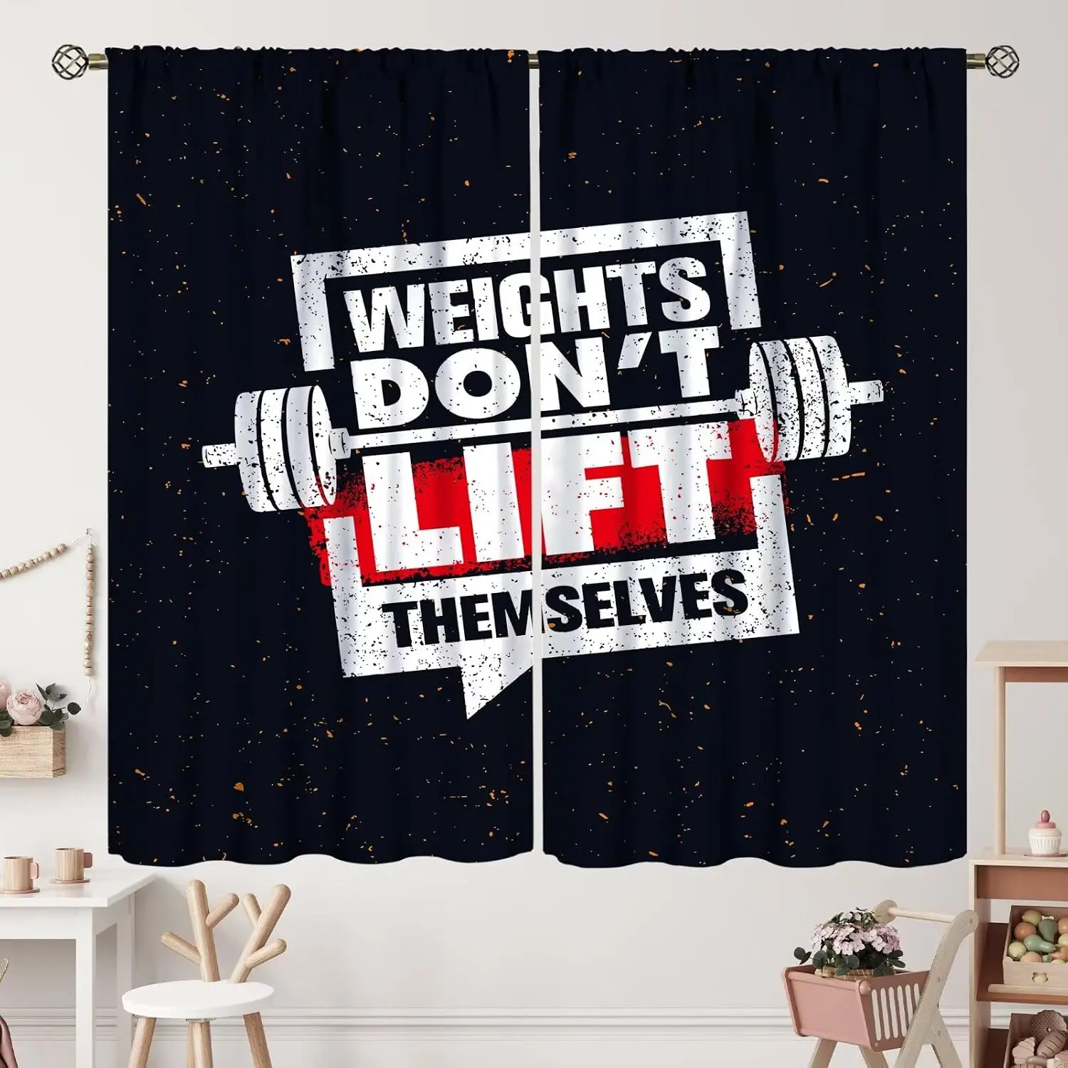 Funny Gym Workout Weights Dont Lift Themselves Motivational Fitness Decor Curtain Panel Dorm Room Shower Curtains Gift