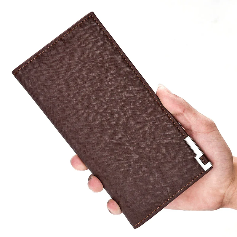 

Ultra Thin Men's Long Wallet for Business Korean Designer Minimalist Luxury Money Clip Card Holder with Snap Closure