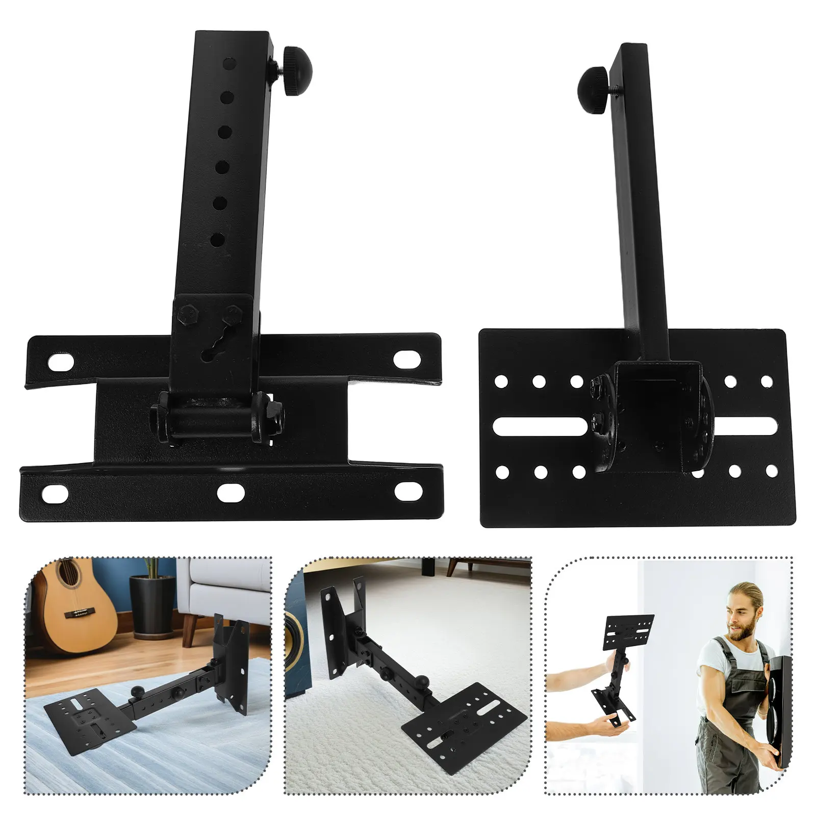 Heavy Duty Adjustable Wall Mount Speaker Bracket – Extendable Metal Shelf Support for Surround Sound