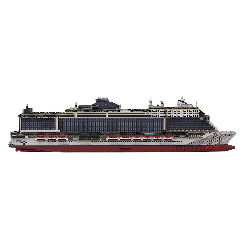 MOC Seashore Cruise Ships Building Blocks Set Large Ship MOC-116714 Model Idea Sets Assembled Constructor Bricks Toys Gifts