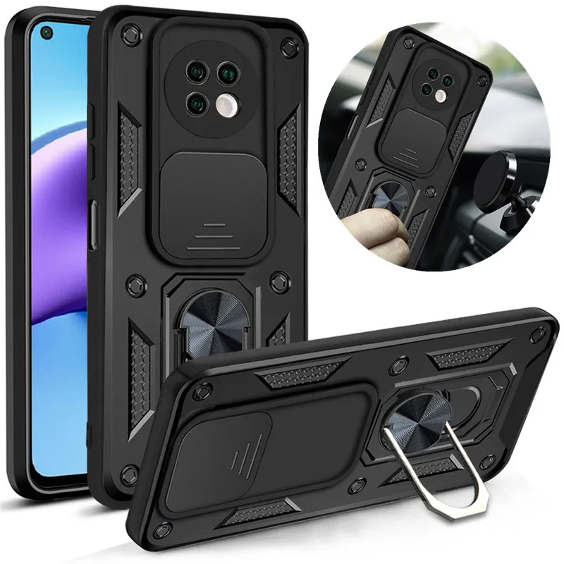 

Slide Camera Lens Protect Case For Xiaomi Redmi Note 9 Pro Max 9s 9T Magnetic Car Holder Ring Shockproof Armor Phone Back Cover