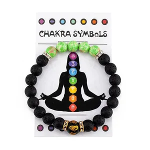 Natürliches Vulkanstein elastisches Armband für Männer und Frauen, elegantes farbenfrohes Armband für Meditation und Yoga 10 Hauptverkaufspuppe Akupunktur - №4