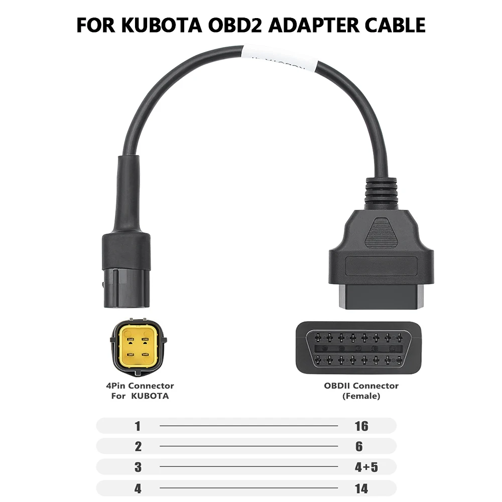 

Для KUBOTA 4-контактный адаптер OBD2 диагностический соединительный кабель OBDII 16-контактный на 4-контактный аксессуары для ремонта сельскохозяйственной техники
