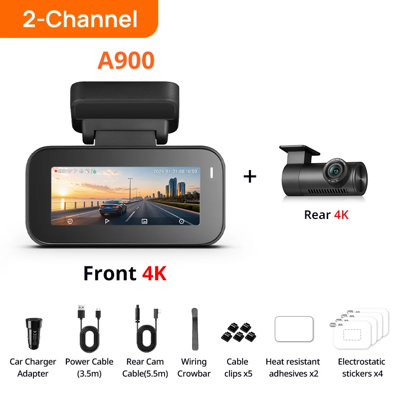 【Nieuw】70mai Dashcam A900 Voor- en Achtercamera Dubbele 4K HDR f/1.55 Supercapacitor Wi-Fi 6 GPS Geüpgradede 4G Box UP11 Autocamera 70mai A900