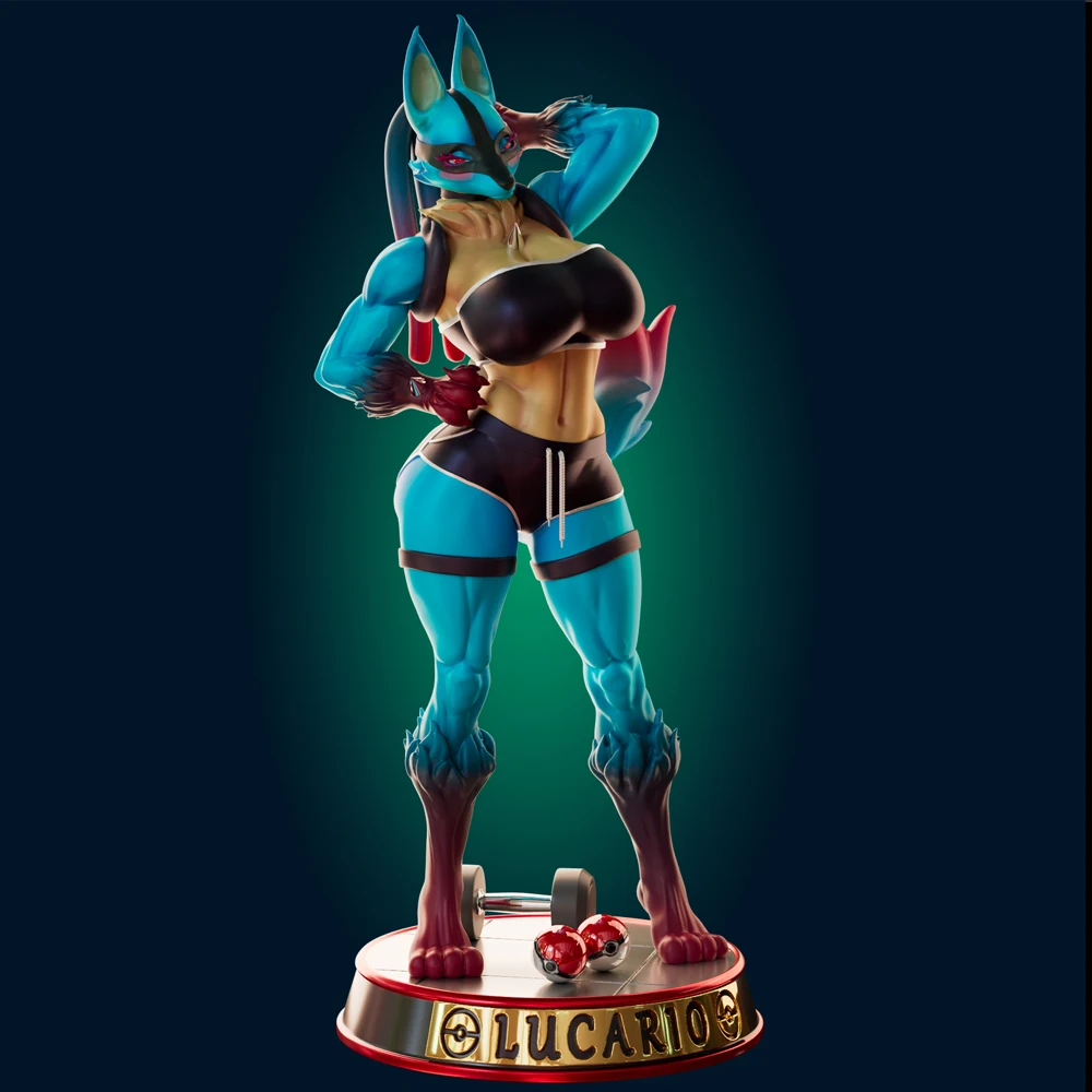 1:24 Lucario Thicc Muscle Mommy NSFW 3d Print Resin Toy Kit Gk Unpainted Figurine  Diy Unassembled Statue Figures Model Toys