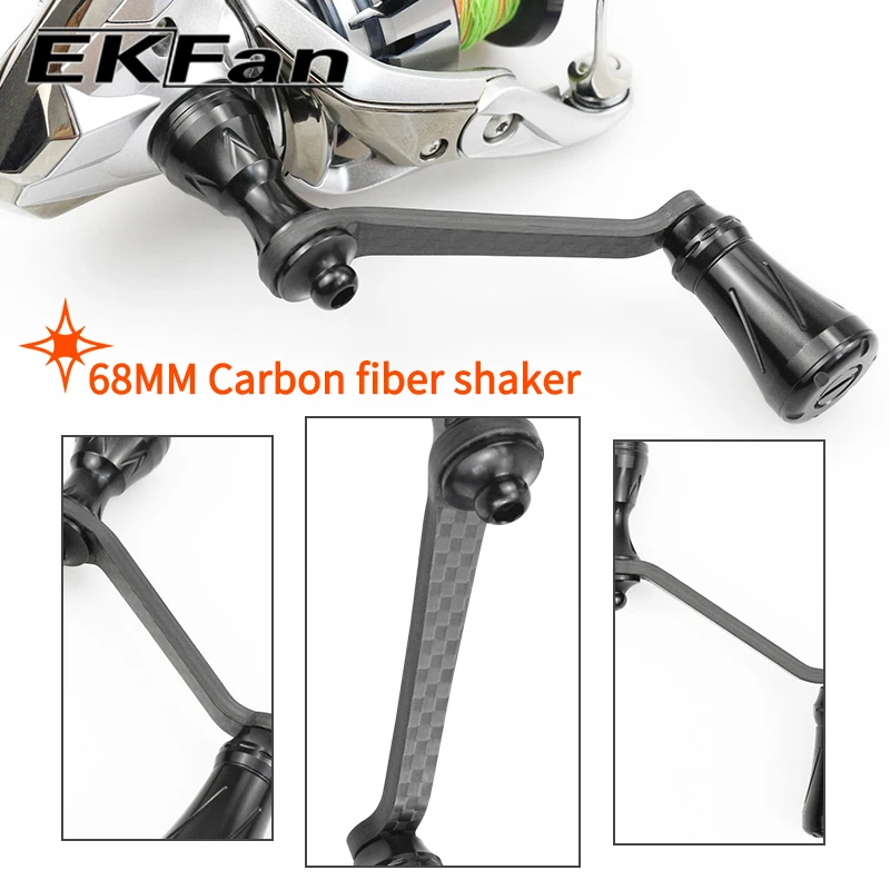 EKfan 68MM Carbon Fiber Spinning Fishing Reel Handle for SHI Series below 5000 Screw-in Type Power Handle Lure Reel Handle