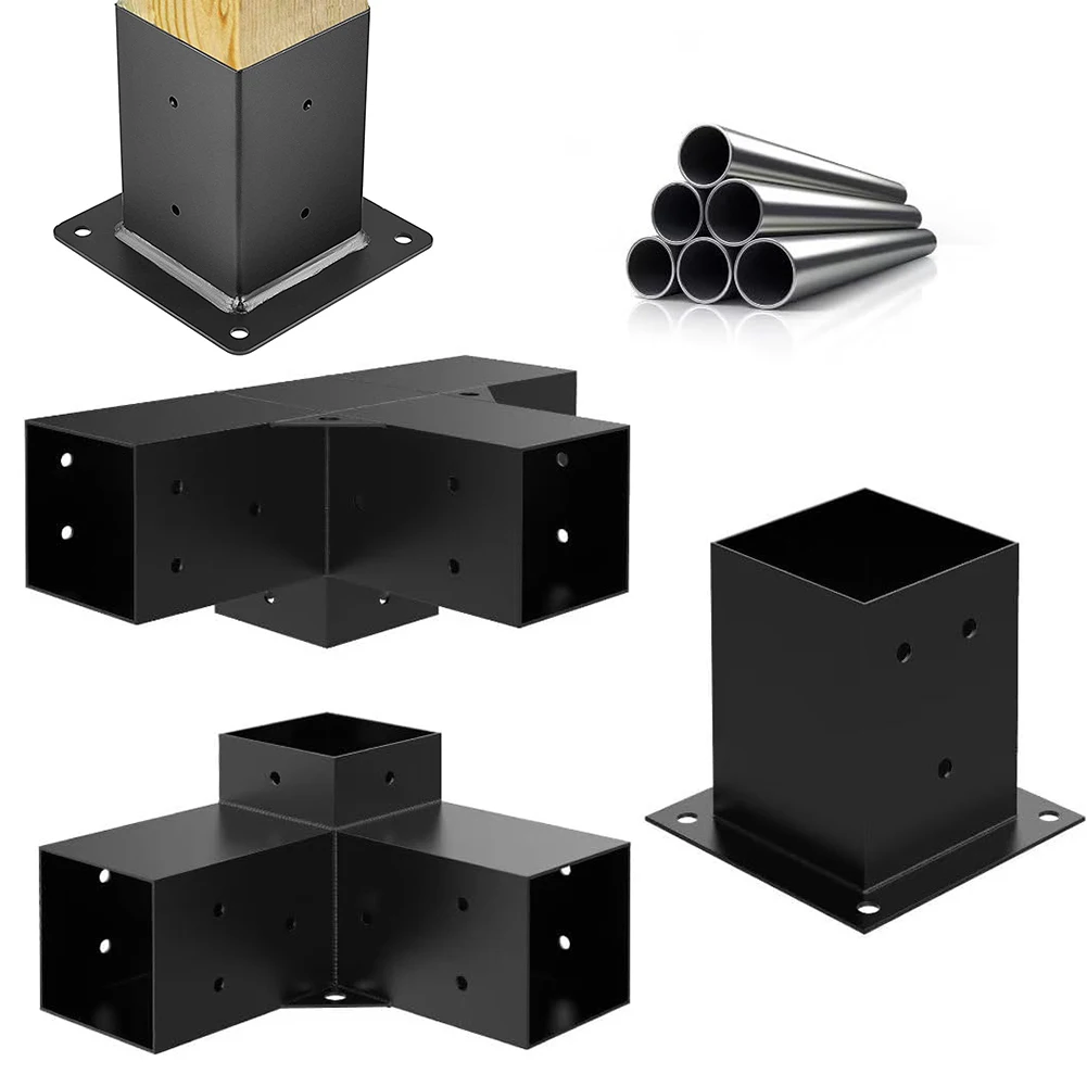 Kit de Base de poste DIY para carpintería con soportes de 3 vías, Kit de soporte para pérgola, Kit de soportes para Gazebo para Gazebos, Patio, Pergolas, cabina de troncos