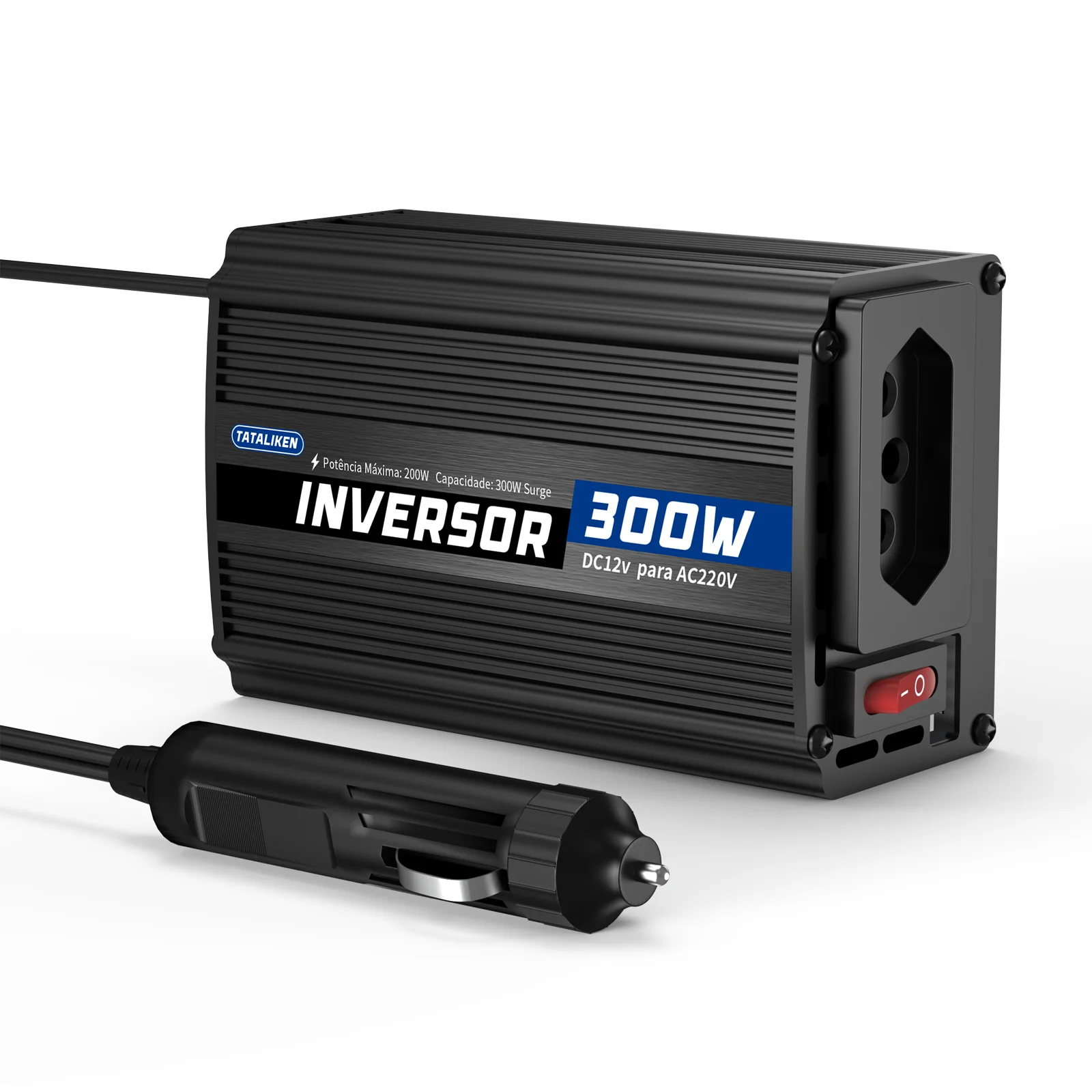

Автомобильный инвертор мощностью 300 Вт для бразильских розеток, портативный автомобильный инвертор с интеллектуальным вентилятором с регулировкой температуры, 12 В постоянного тока в 110 В переменного тока