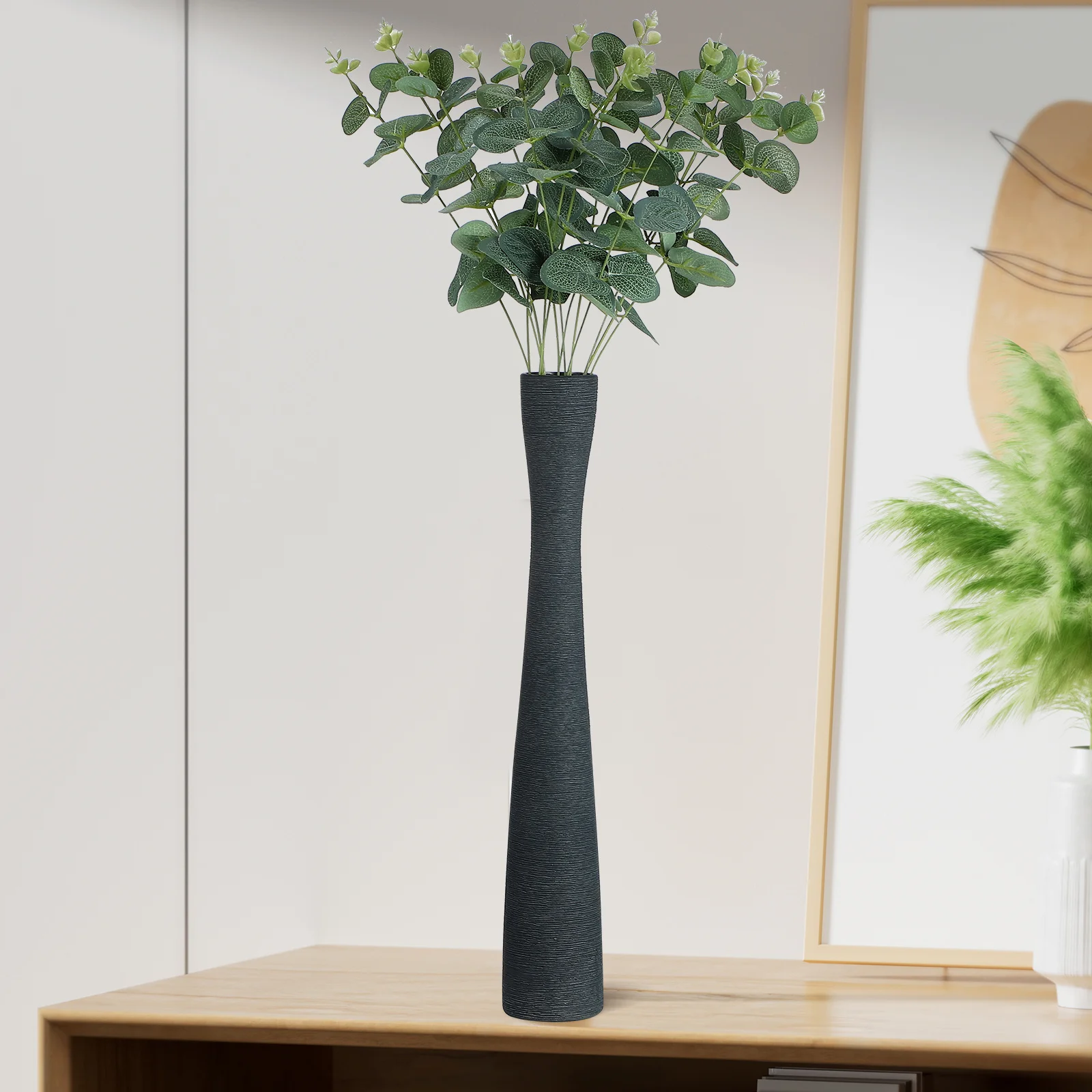 

2Pcs Tall Ceramic Vases Floor Standing Narrow Neck Vase for Bouquet Arrangement Modern Living Room Bedroom Decoration