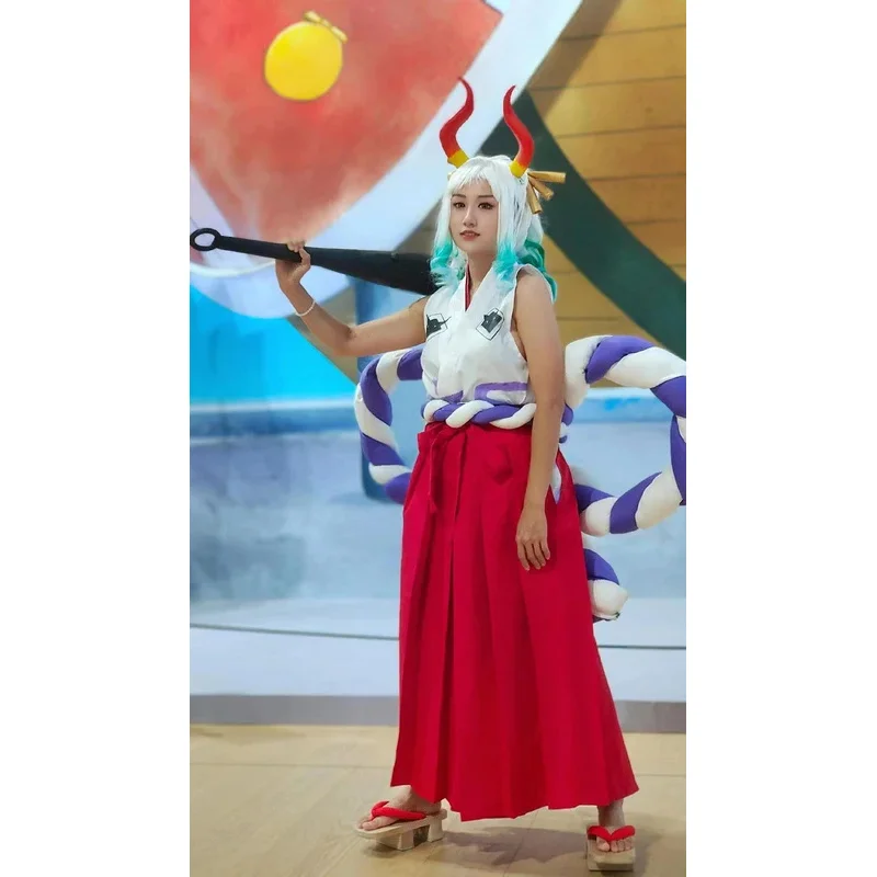 أنيمي قطعة واحدة تأثيري حلي ياماتو كوس كيمونو موحدة شعر مستعار تنورة المرأة كرنفال أداء حفلة عيد الميلاد فساتين الساموراي