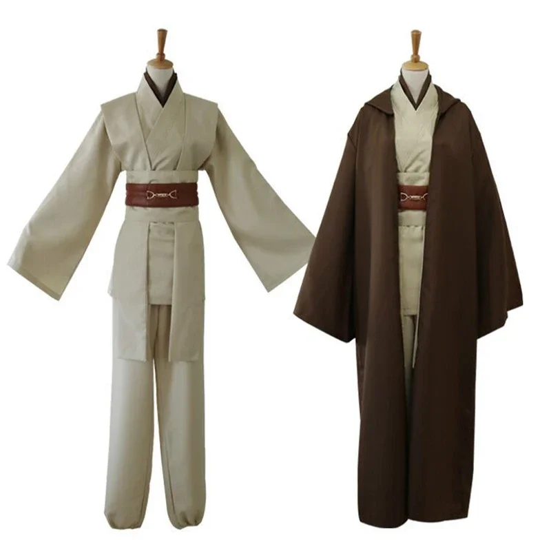 Anakin Jedi Knight Cosplay Costume pour hommes et femmes, Cape à capuche, Anime Classic Movie, Halloween Dam Brown AA, New VAN, 2025